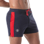TOF PARIS Football Shorts Soccer Inspired Mid-Thigh Stretchy Short Navy