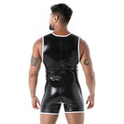 TOF PARIS Full Zip Body Latex 100% Natural Second - Skin Bodysuit Black/White T33