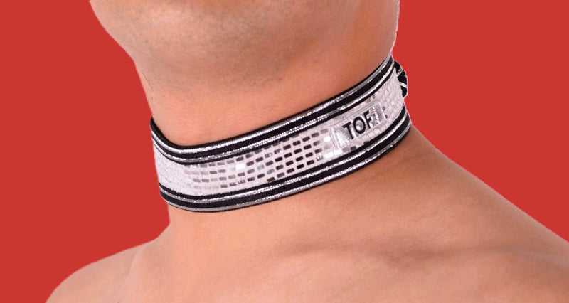 TOF PARIS Glitter Fashion Silver Collar Necklace Sequins Silver1