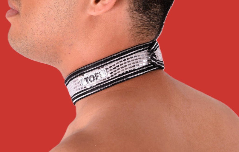 TOF PARIS Glitter Fashion Silver Collar Necklace Sequins Silver7