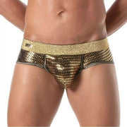 TOF PARIS Glitter Low - Rise Briefs Double - Lined Front Pouch Lurex Gold 532