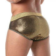 TOF PARIS Glitter Low - Rise Briefs Double - Lined Front Pouch Lurex Gold 533