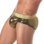 TOF PARIS Glitter Low - Rise Briefs Double - Lined Front Pouch Lurex Gold 531