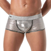 TOF PARIS Glitter Trunk Low - Rise Boxer Double - Lined Front Pouch Silver 533