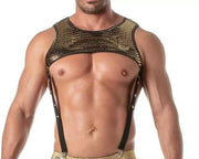 TOF PARIS Glitter Zipped Harness Deep Pocket Crop - Top Lurex Trim Gold 531