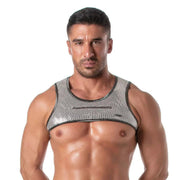 TOF PARIS Glitter Zipped Harness Deep Pocket Crop - Top Lurex Trim Silver 531