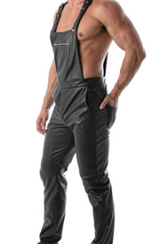 TOF PARIS Kinky Original Faux Leather Overalls Pants Zip - pocket Adjustable1