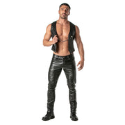 TOF PARIS Kinky Pants Low - Waisted Slim Fit Trousers Leather Look Suedette Lining6