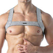 TOF PARIS Lurex H-Harness Magic Elasticated Party H-Shaped in Shiny Silver