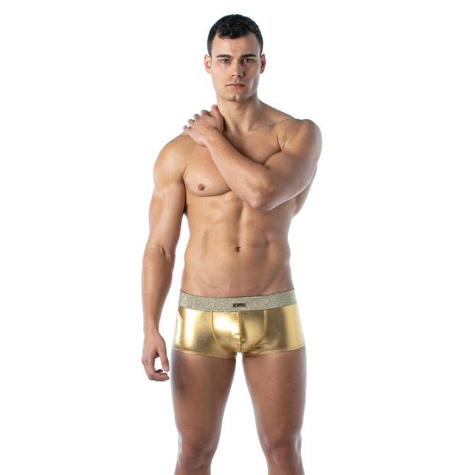 TOF PARIS Magic Trunks Laminated Microfiber Lurex Waistband Gold Boxer