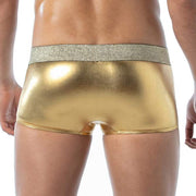 TOF PARIS Magic Trunks Laminated Microfiber Lurex Waistband Gold Boxer