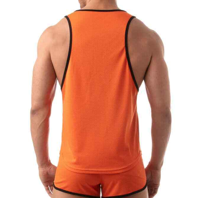 TOF PARIS Mesh Tank Top Lightweight Flared - Cut Classy Sporty Tank Orange 123