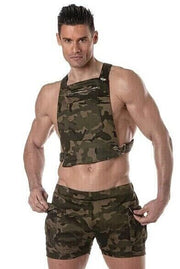 TOF PARIS Military Cargo Shorts 3 - in - 1 Adjustable Straps Overalls Short Army1