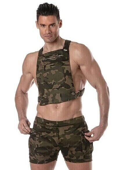 TOF PARIS Military Cargo Shorts 3 - in - 1 Adjustable Straps Overalls Short Army1