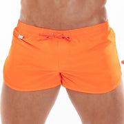 TOF PARIS Neon Mini Swim Shorts Fitted Cut Inner Mesh Fluorescent Orange 261