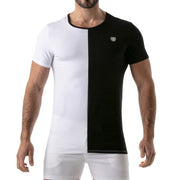 TOF PARIS Shirt Bicolor Cotton Jersey Tight Fit Shirt Black & White 44