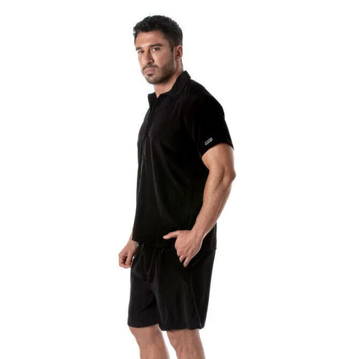 TOF PARIS Short - Sleeved Summer Lightweight Shirt Microfiber Black 502