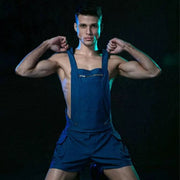 TOF PARIS Singlet Short Lightweight Denim Overalls Shorts Adjustable Straps Blue4