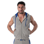 TOF PARIS Sleeveless Hoodie YKK Zipped Vest Tank Top Grey
