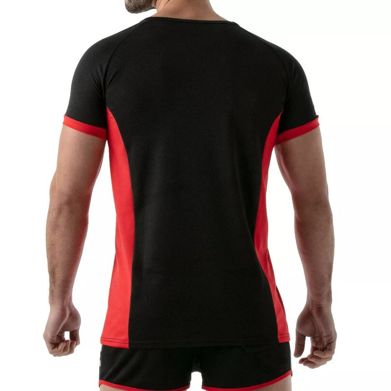 TOF PARIS Sports Gym Total Protection Muscle T-Shirt Antibacterial Black - Red 63