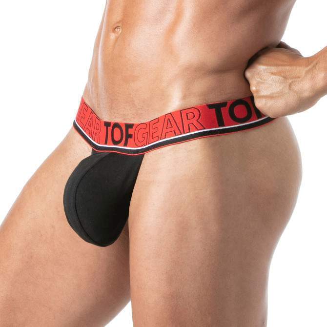 TOF PARIS Stringless Thong Champion Soft Cotton Robust Jaquard Waistband Black1