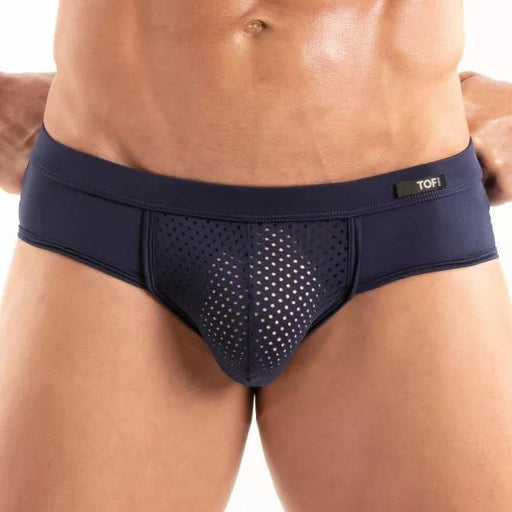 TOF PARIS Temptation Briefs Ultra Soft Stretchy Perforated Microfiber Navy 961