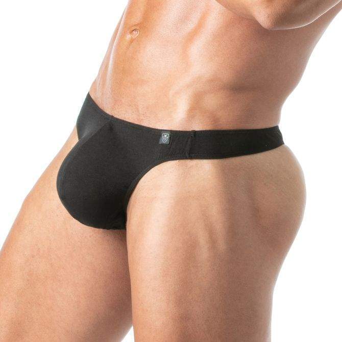 TOF PARIS Thong Champion Bi - Stretch Unlined Thongs Shaped Pouch Black 711