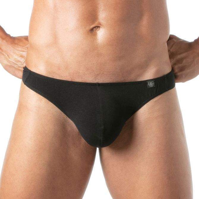 TOF PARIS Thong Champion Bi - Stretch Unlined Thongs Shaped Pouch Black 712