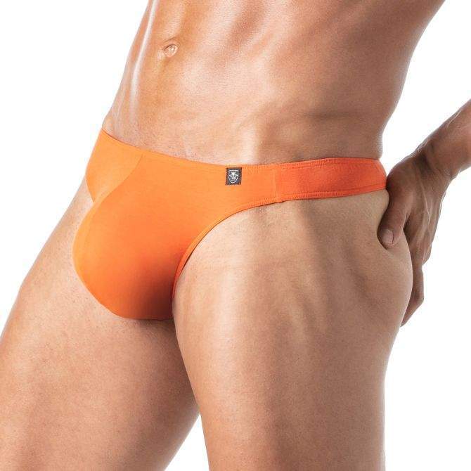 TOF PARIS Thongs Champion Bi-Stretch Unlined Thong Shaped Pouch Orange