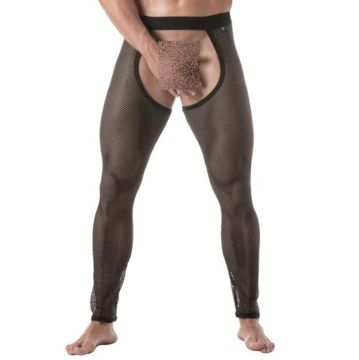 TOF PARIS Transparent Fishnet Legging Chaps Circuit Open Front Low - Rise Black 881