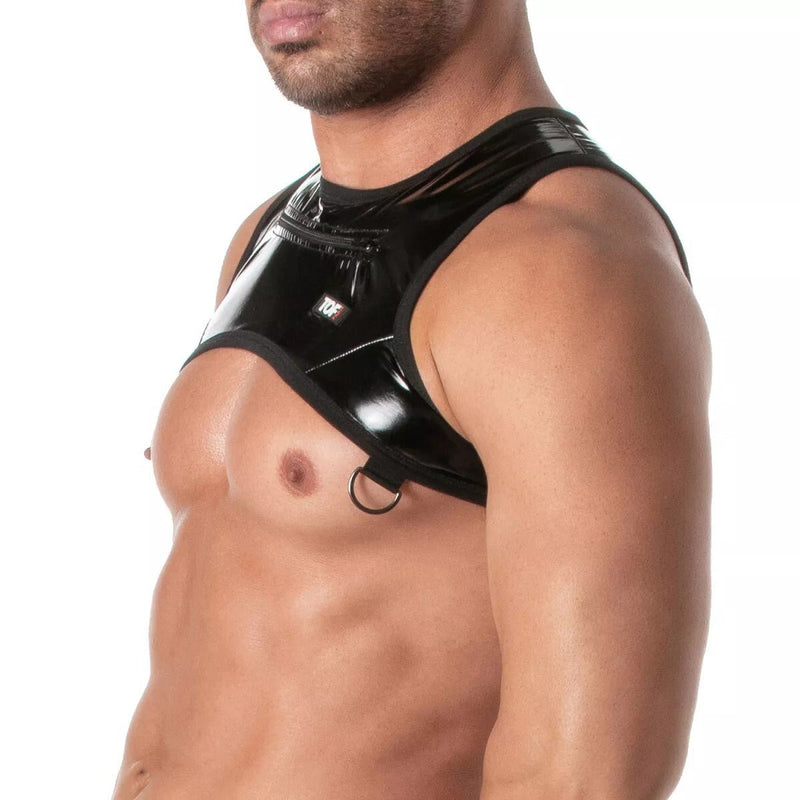 TOF PARIS Vinyl Zipped Pocket Harness With Functional Ring in Black 1032