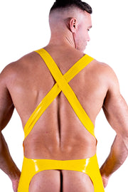 XL POLYMORPHE Men's Latex Wrestler Suit Yellow Cat-122cod 16