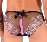 XS SMU Aristocrat C - Thru Lace Brief Black/Pink 33608 MX146