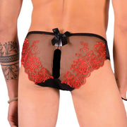 XS SMU Aristocrat C - Thru Lace Brief Black/Red 33610 MX142
