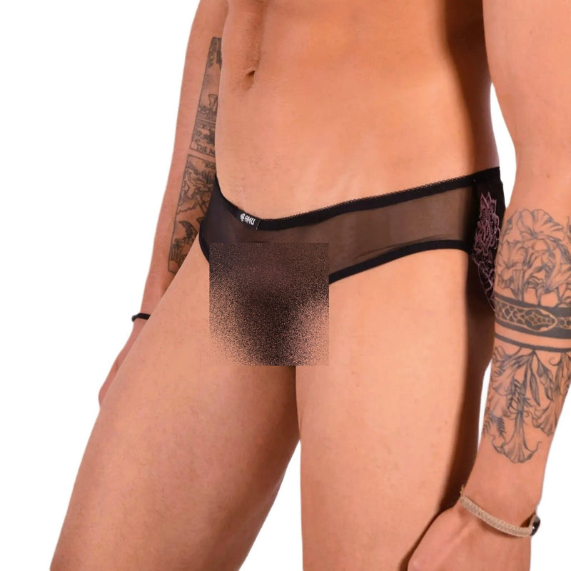 XS SMU Aristocrat C - Thru Lace Brief Black/Red 33610 MX141
