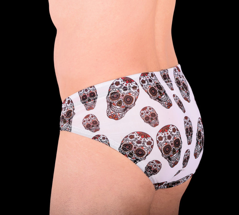 XS SMU Briefs Rave SKULLS Peekaboo Removable Leather Pouch H23