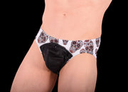 XS SMU Briefs Rave SKULLS Peekaboo Removable Leather Pouch H22