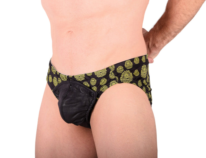 XS SMU King SKULLS Peekaboo Removable Leather Pouch Brief H210