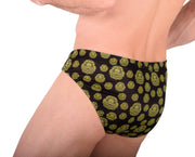 XS SMU King SKULLS Peekaboo Removable Leather Pouch Brief H29