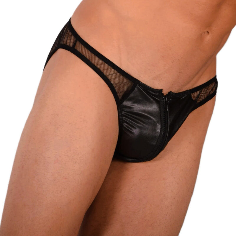 XS Smu Tanning Walking around sheer Zipped Black C - Thru Brief MX19 340245