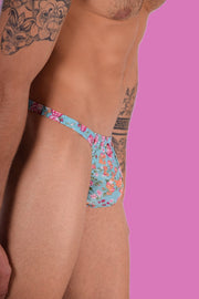 XS/S SMU Super Soft Aqua flower Print Thong 100654 MX95