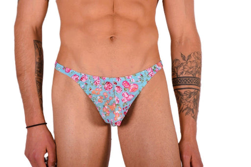XS/S SMU Super Soft Aqua flower Print Thong 100654 MX91