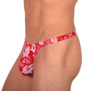 XS/S SMU Tanning Walking around Floral Red Thong MX19 340512