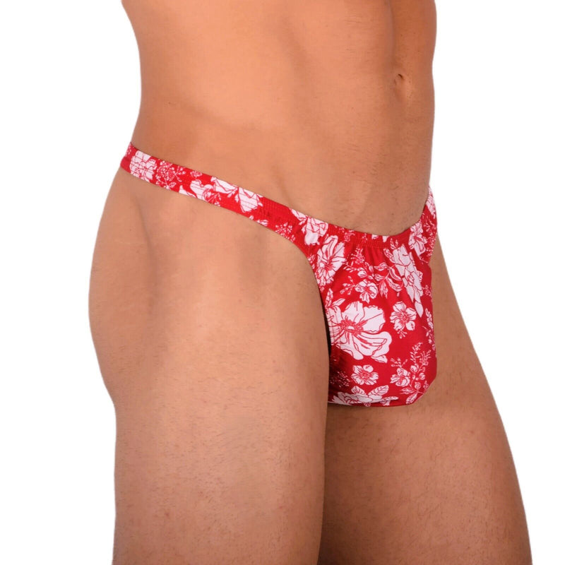 XS/S SMU Tanning Walking around Floral Red Thong MX19 340514