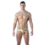 1 TOF PARIS Adjustable Suspender Only in Lurex MAGIC With Press studs O/S Gold - SexyMenUnderwear.com
