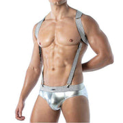 1 TOF PARIS Adjustable Suspender Only in Lurex MAGIC With Press studs O/S Silver - SexyMenUnderwear.com