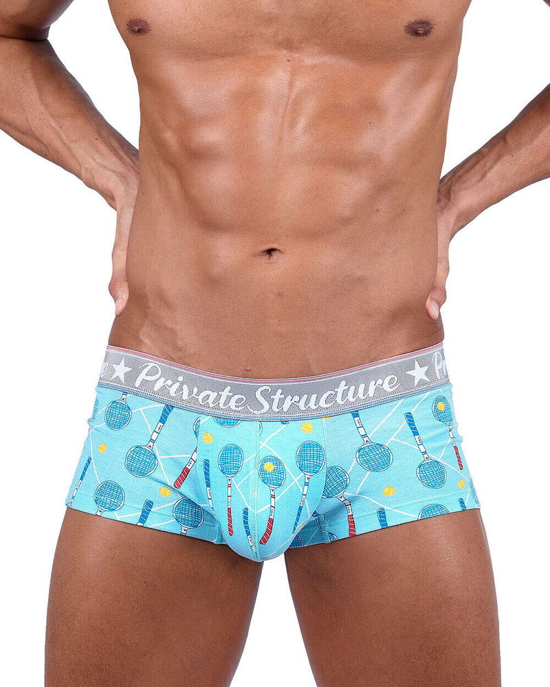 PRIVATE STRUCTURE Classic Motif Mid-Waist Boxer Trunk Tennis Light Blue 4505