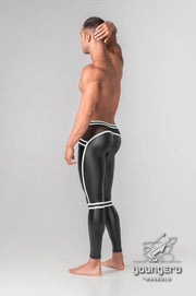 2XL MASKULO Leggings Youngero Y Back Zipped Men Legging Neon-White LG112-80 27 - SexyMenUnderwear.com