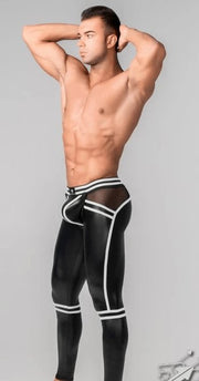 2XL MASKULO Leggings Youngero Y Back Zipped Men Legging Neon-White LG112-80 27 - SexyMenUnderwear.com