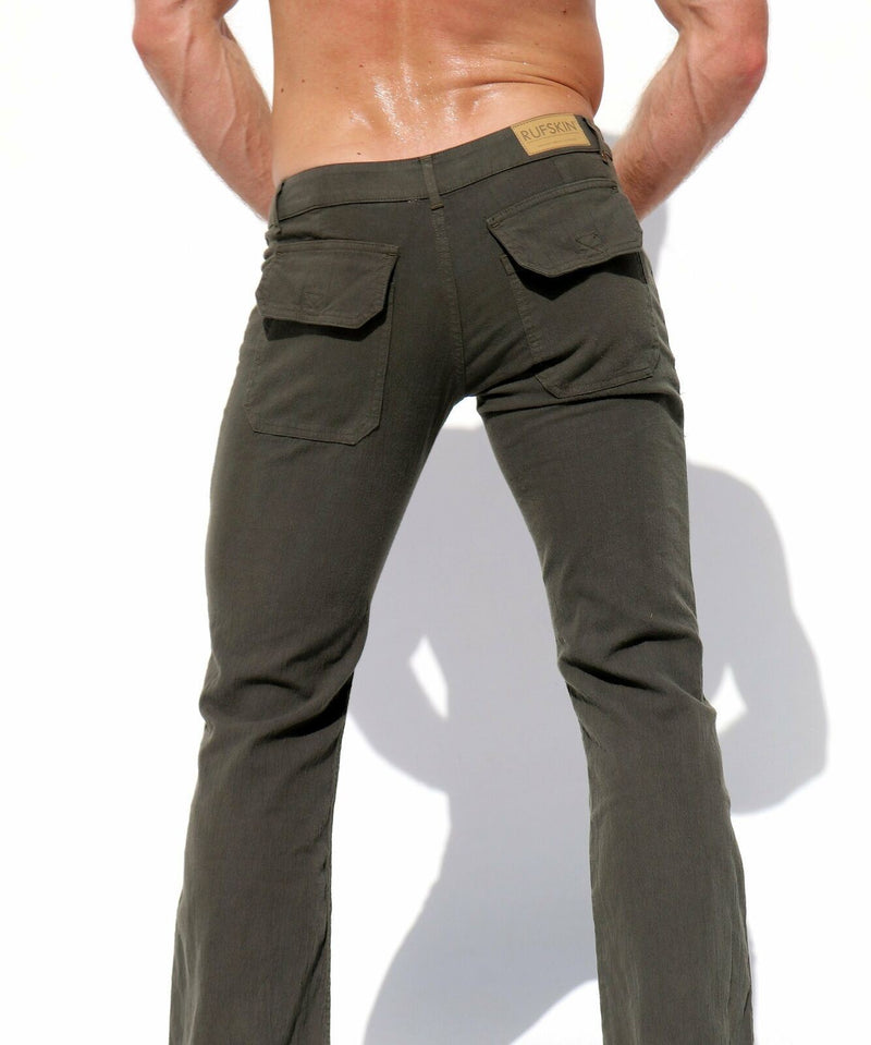 34'' RUFSKIN Pants RANGER FOREST Vintage Stretch Flare-Leg Jeans Twill Cotton - SexyMenUnderwear.com